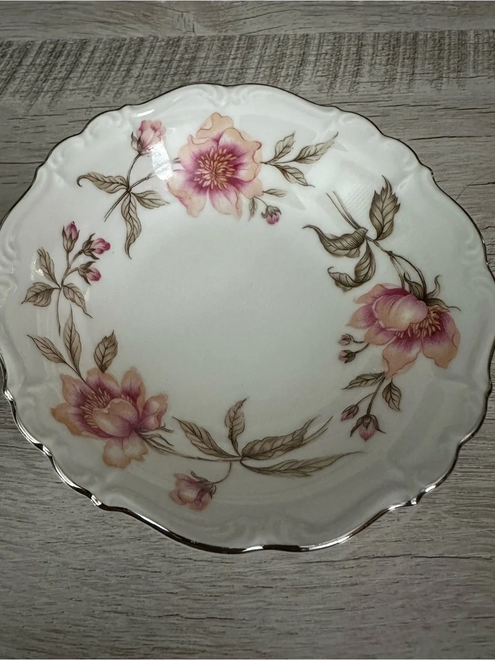 VTG Edelstein Bavaria Porcelain Berry Bowels in Clairmont Pattern Platinum trim
